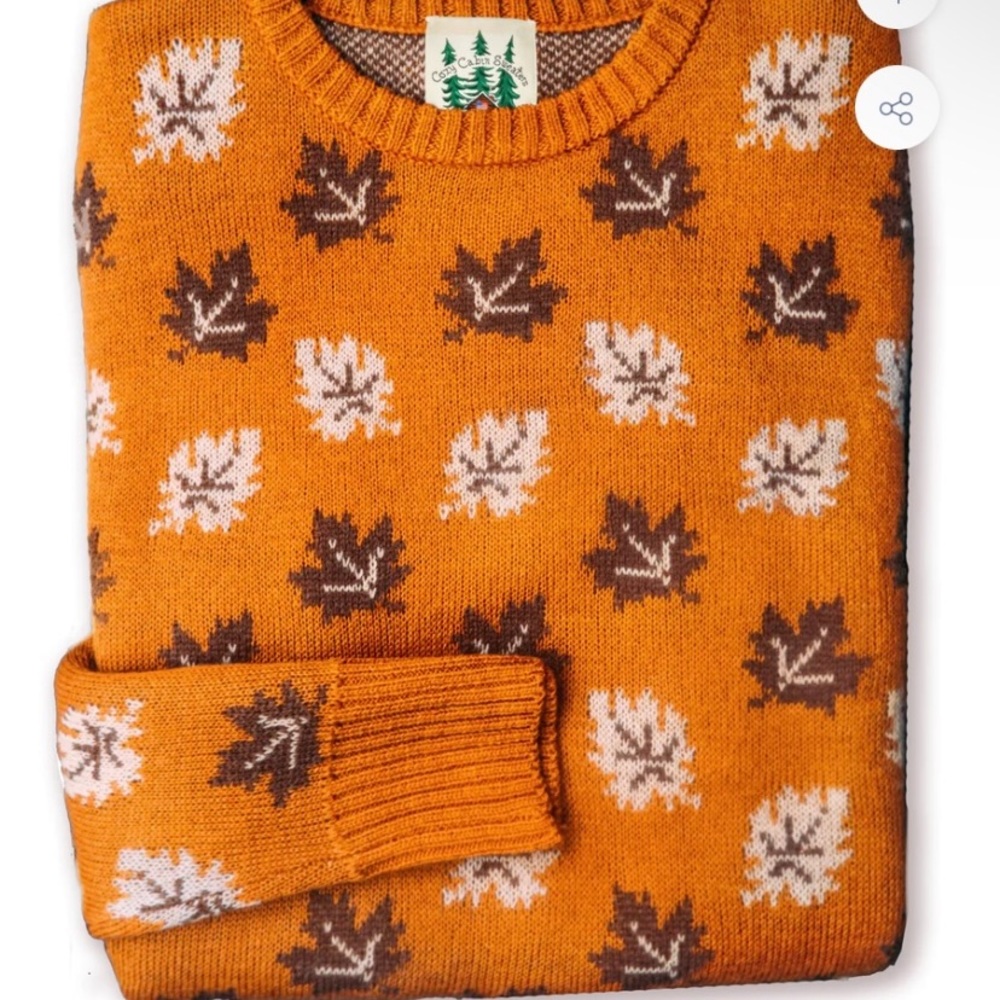Orange Big Cozy Fall Leaf Sweater